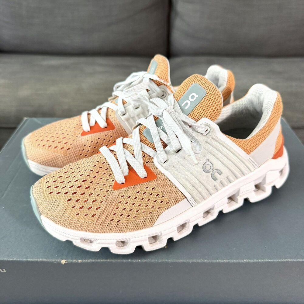 On Cloudswift Orange White Gray Athletic Running Shoes Womens Size 6